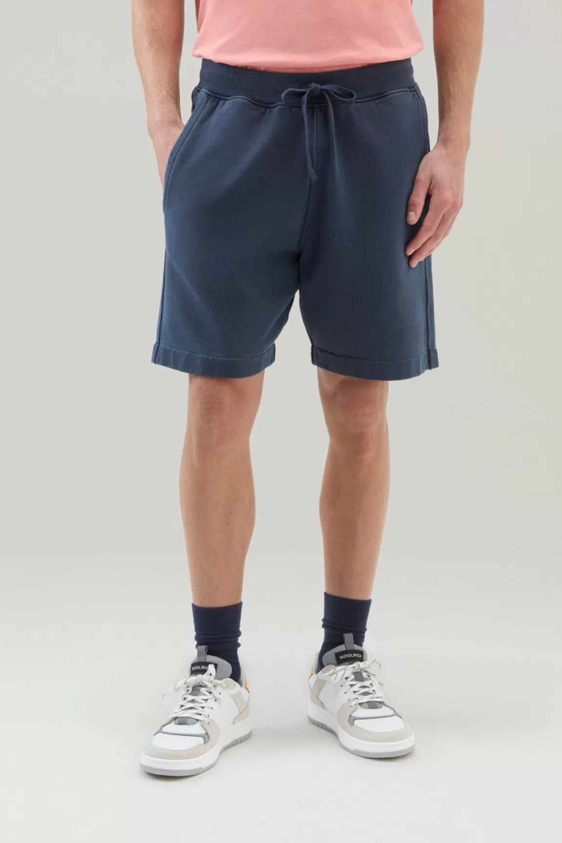 Woolrich Achteraf Geverfde Sportshort Van Puur Katoenfleece Melton Blue Online
