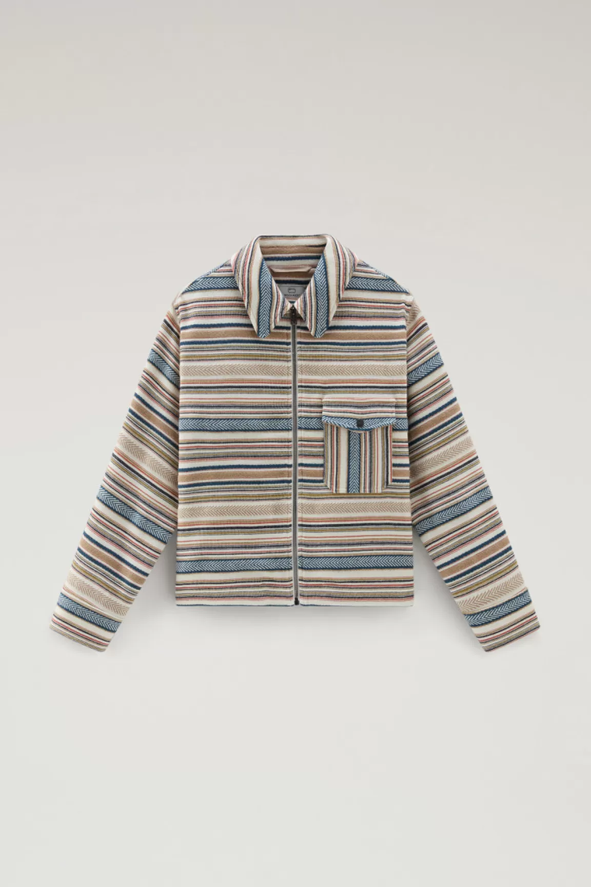 Woolrich Gentry Overhemdjack In Een Mix Van Gerecycled Katoen En Manteco Ethnic White Stripe Hot