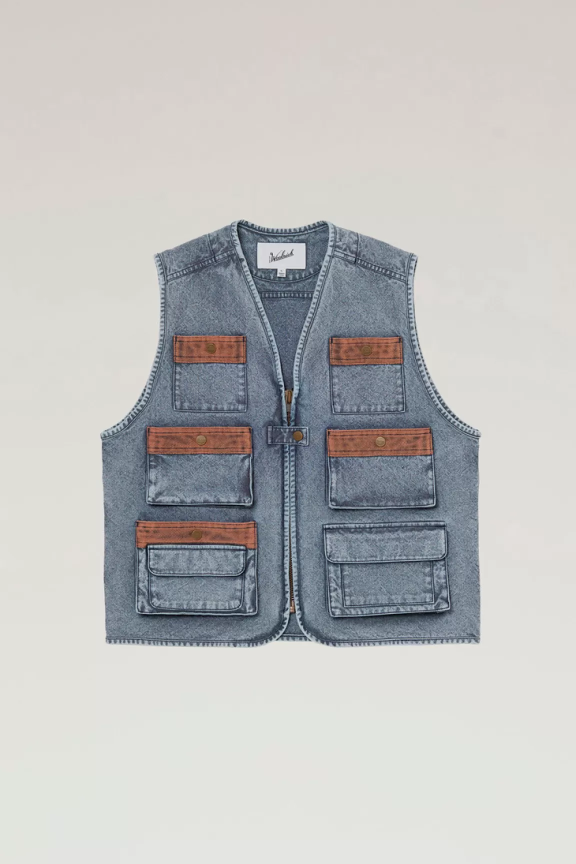 Woolrich Gilet Van Een Touwgeverfde Mix Van CORDURA-nylon En Katoen Indigo Blue Best