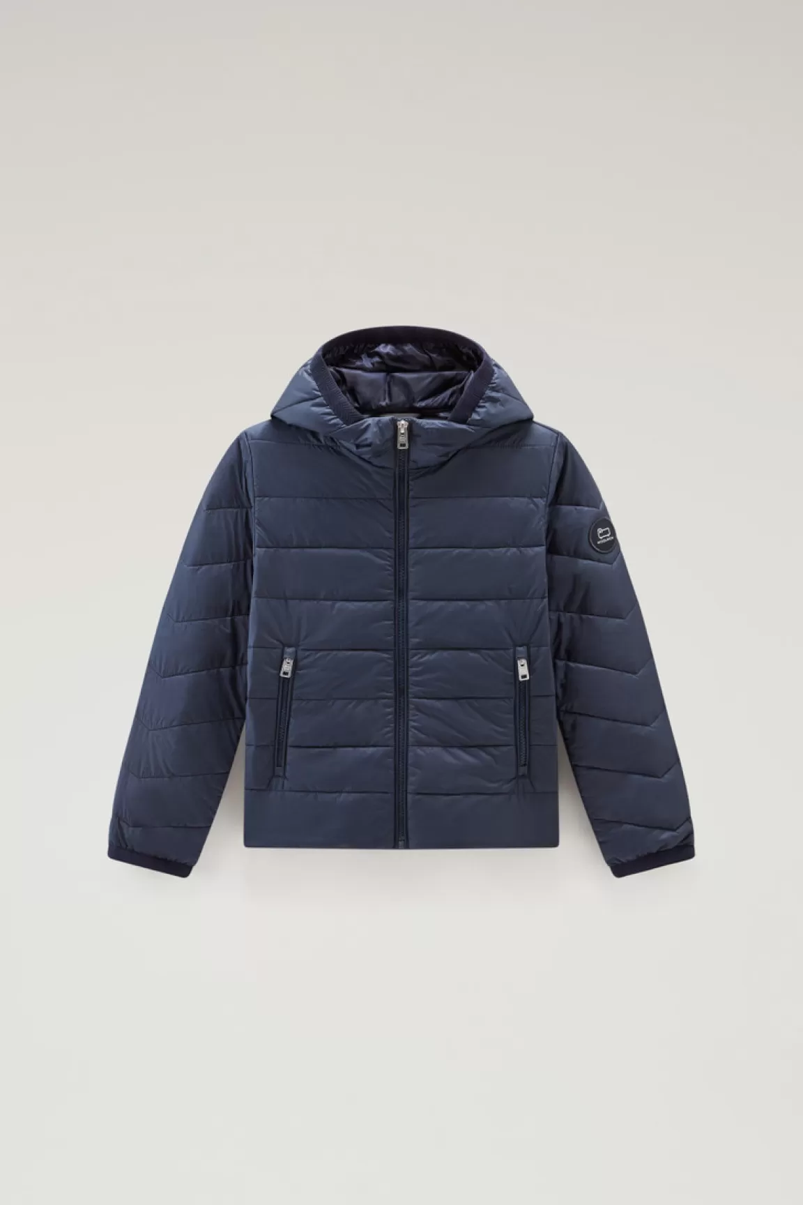 Woolrich Jack Sundance Voor Jongens Van Lichtgewicht Microvezel Met Capuchon Melton Blue Hot