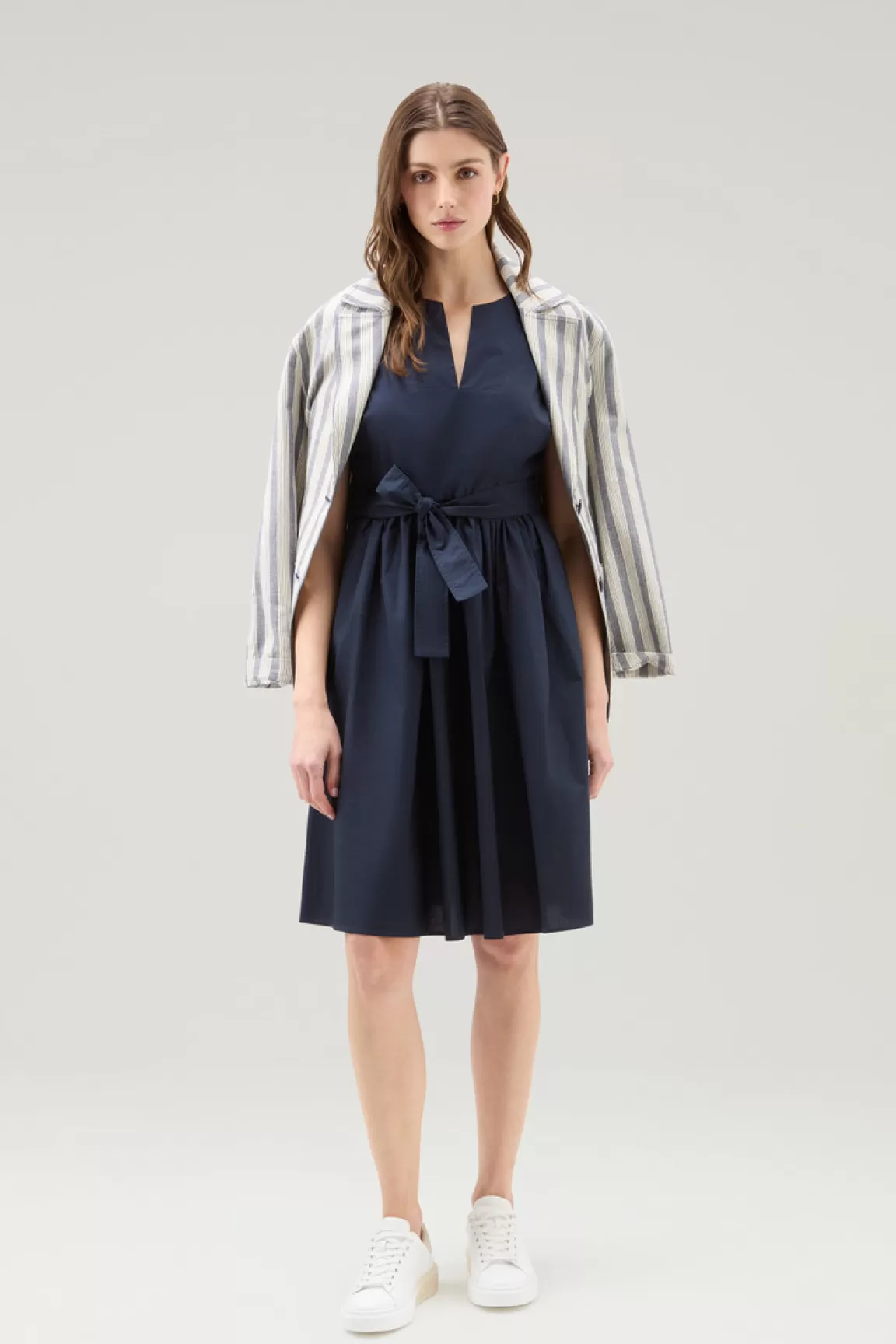 Woolrich Korte Jurk Van Zuiver Katoenen Popeline Melton Blue Best