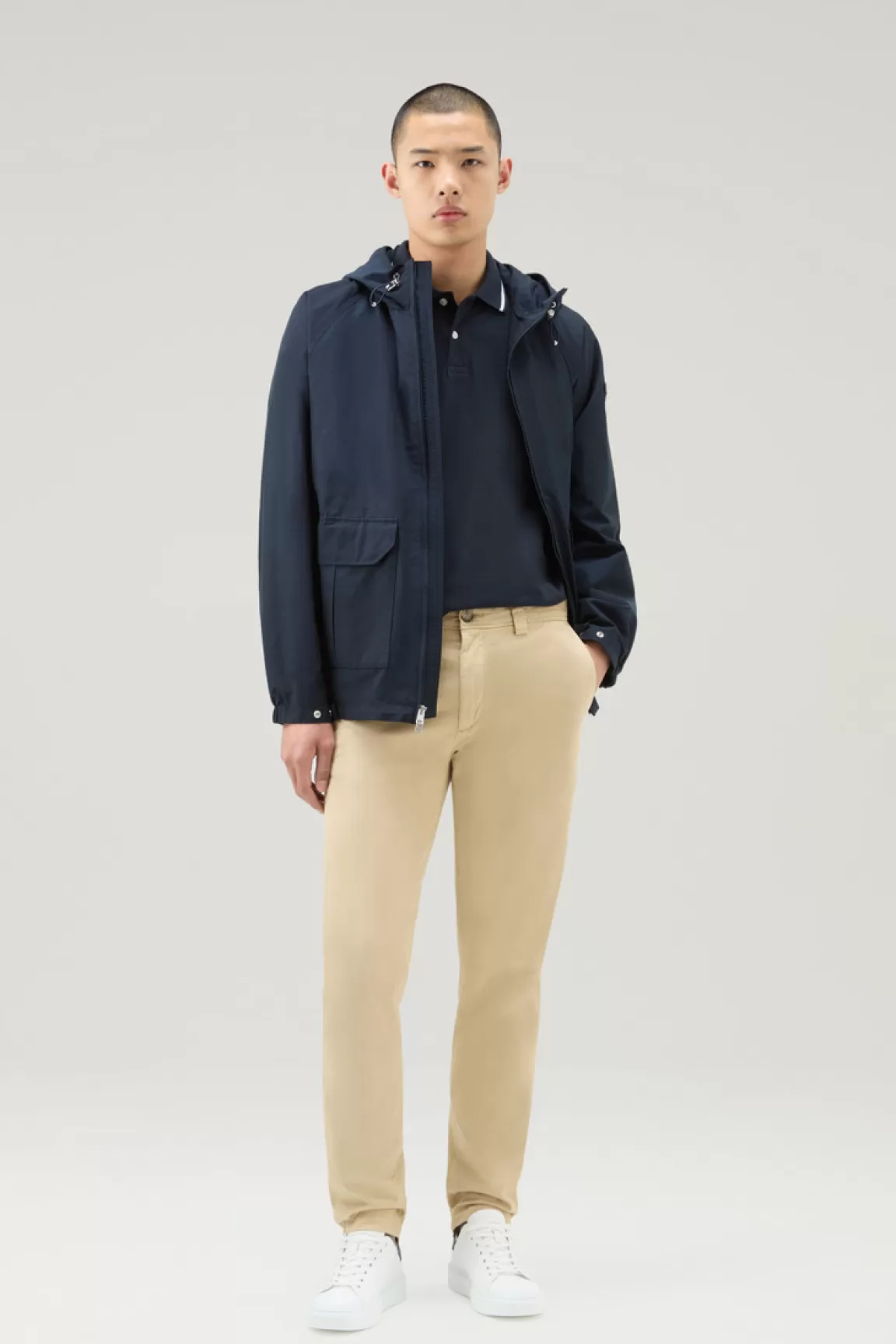 Woolrich Monterey-polo Van Elastische Katoenpiqué Met Gestreepte Boorden Melton Blue Flash Sale