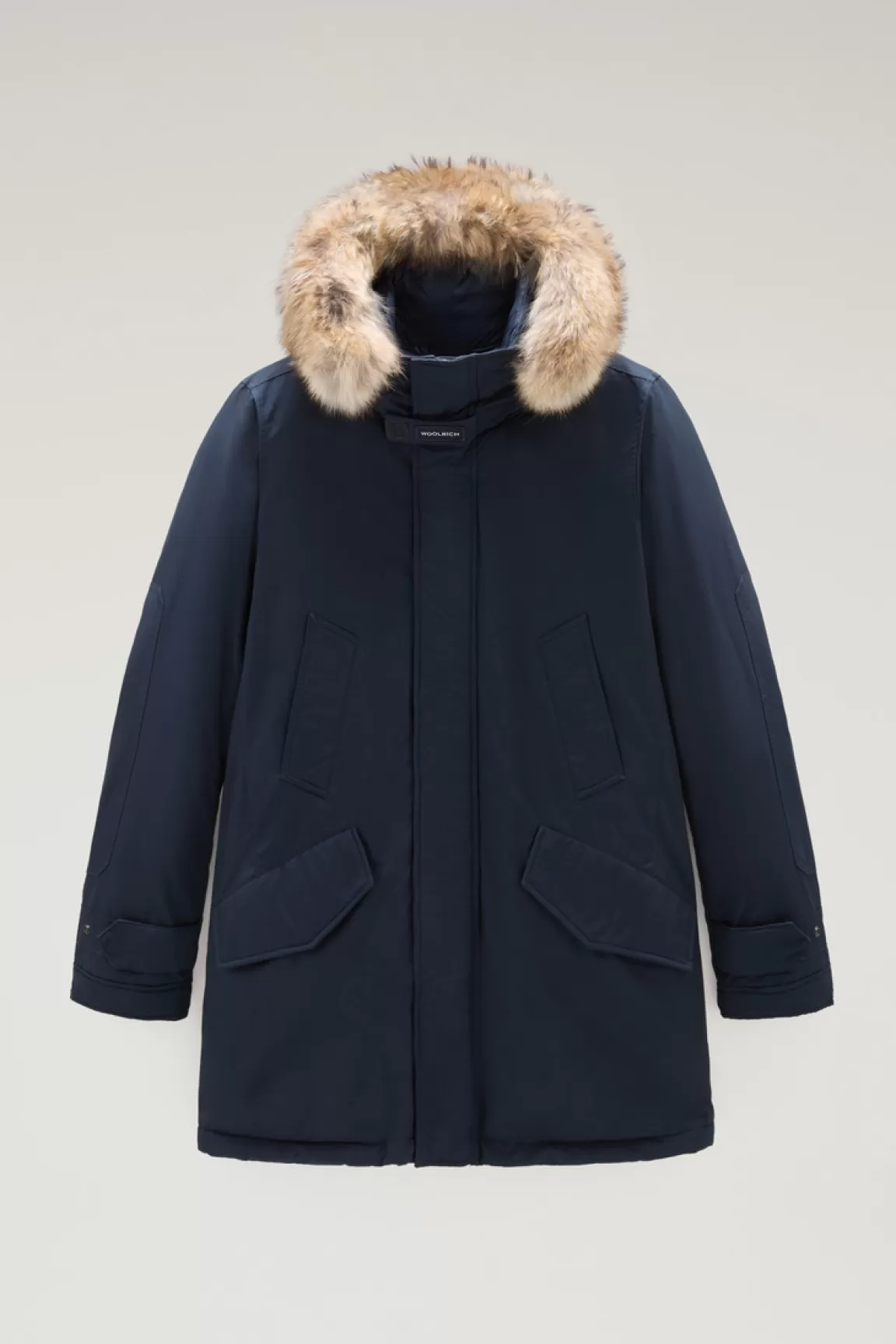 Woolrich Polar Parka Van Ramar Cloth-stof Met Hoge Kraag En Bontrand Melton Blue Store