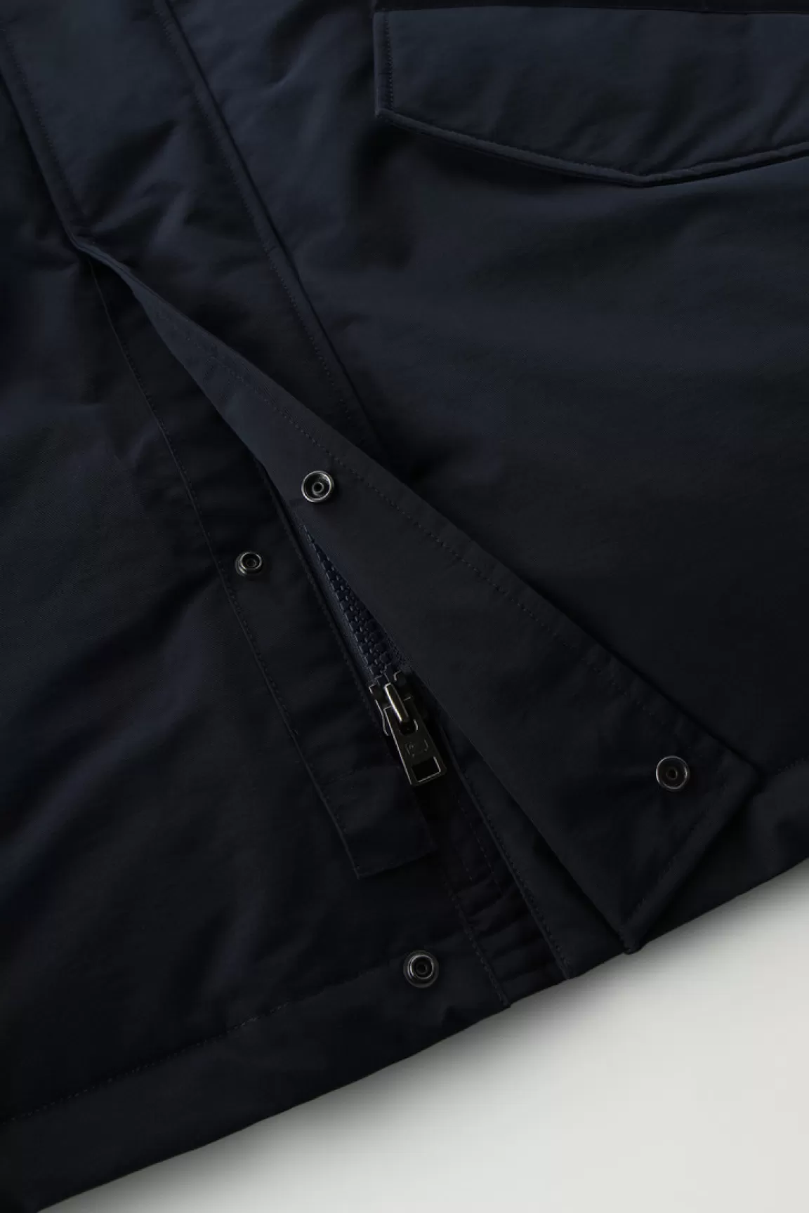 Woolrich Polar Parka Van Ramar Cloth-stof Met Hoge Kraag En Bontrand Melton Blue Store