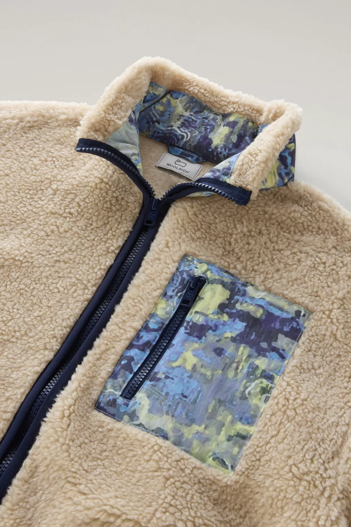 Woolrich Sherpafleece Met Col En Details In CORDURA Textiel Light Oak Best Sale