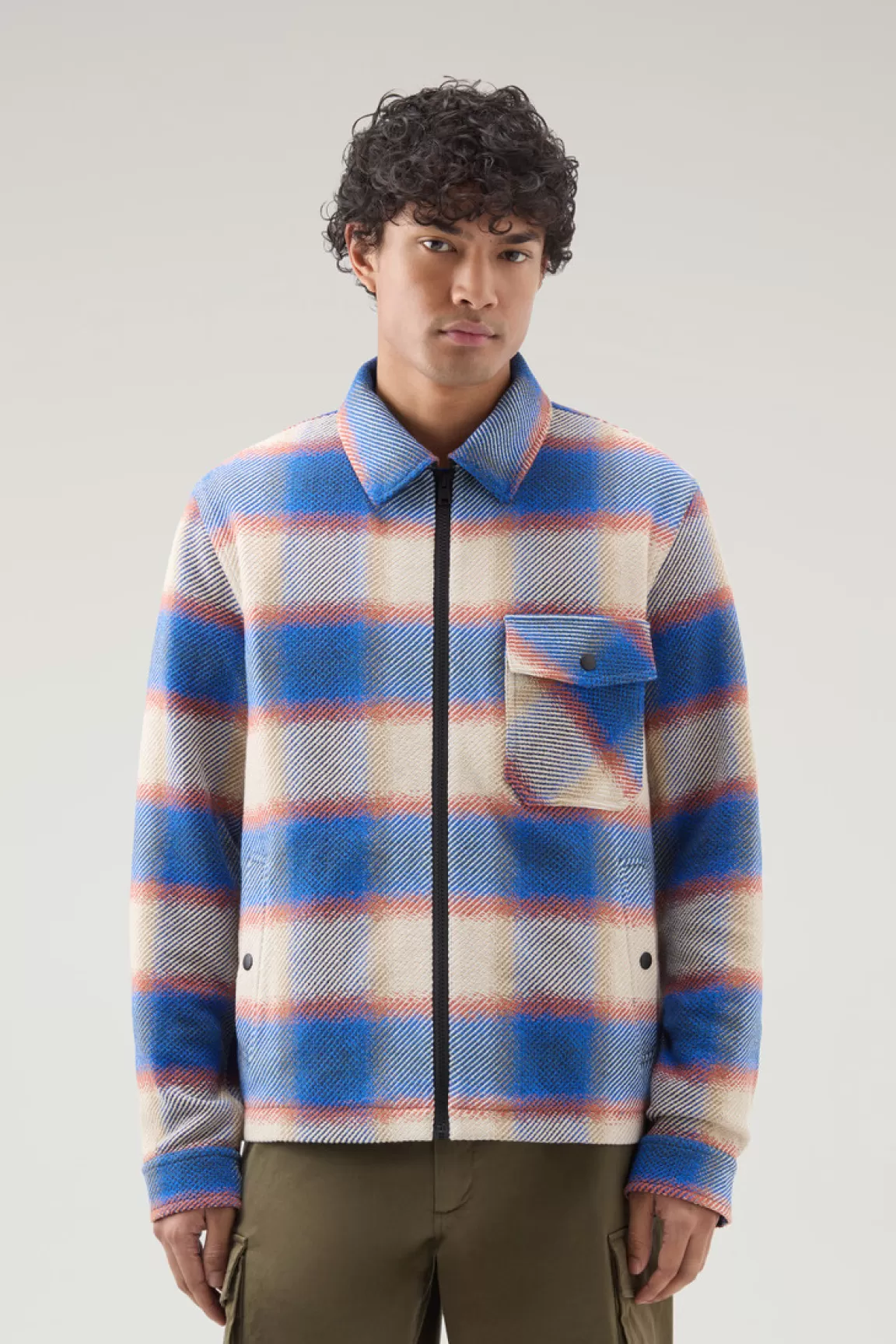 Woolrich Timber Overhemdjack Van Een Mix Van Gerecycled Katoen En Manteco Blue Check Clearance