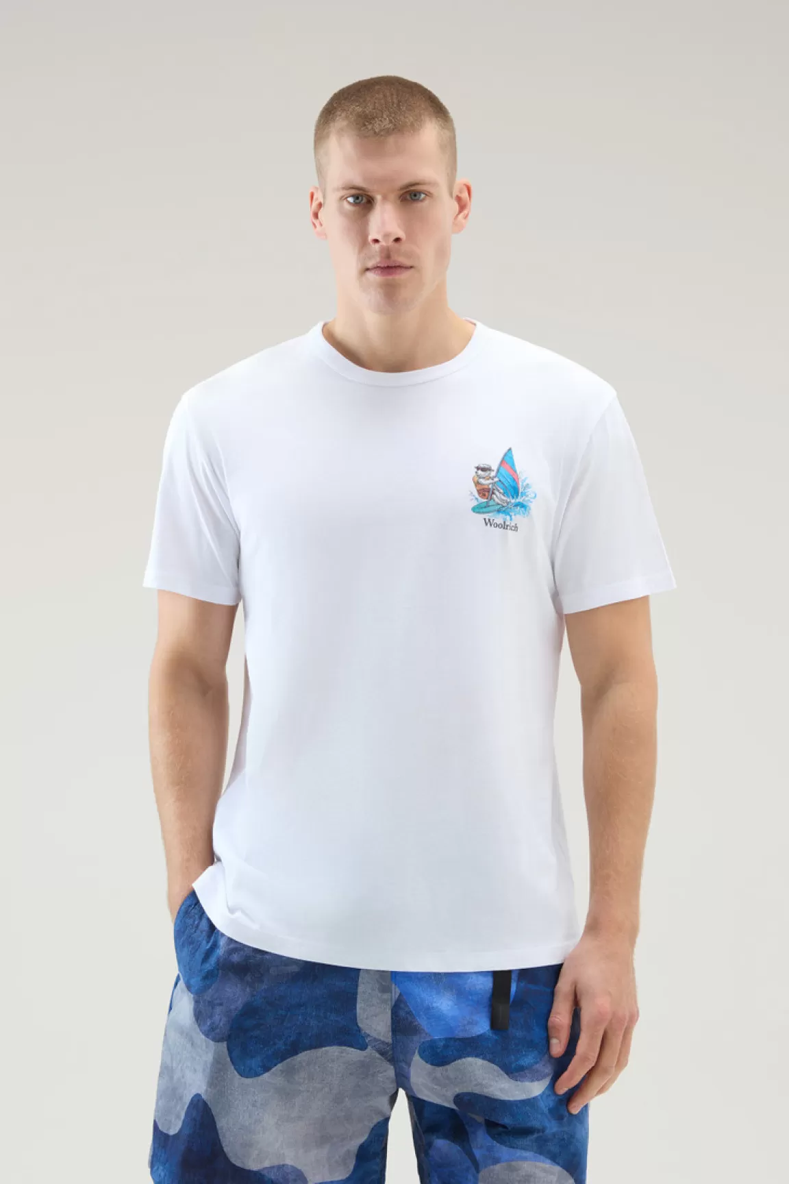 Woolrich T-shirt Voor Jongens Van Zuiver Katoen Met Grafische Print Bright White Hot