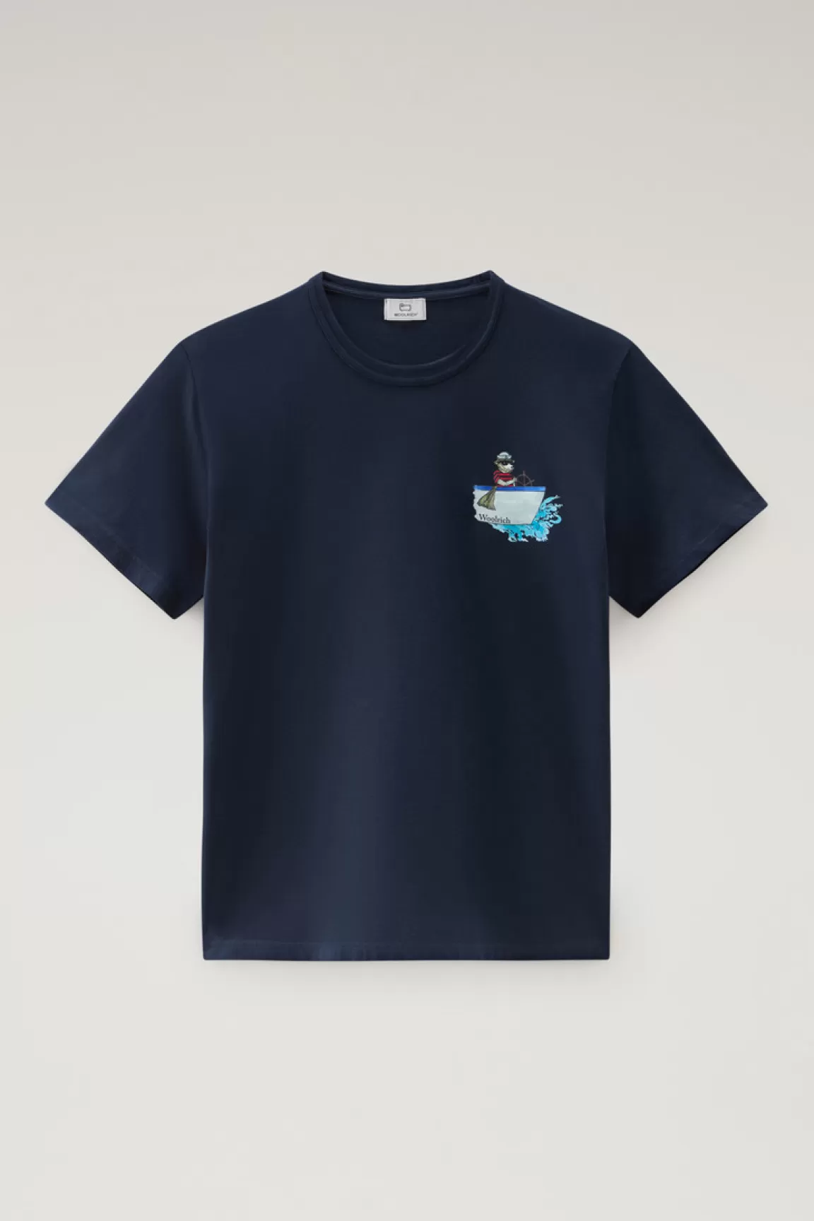 Woolrich T-shirt Voor Jongens Van Zuiver Katoen Met Grafische Print Melton Blue Discount