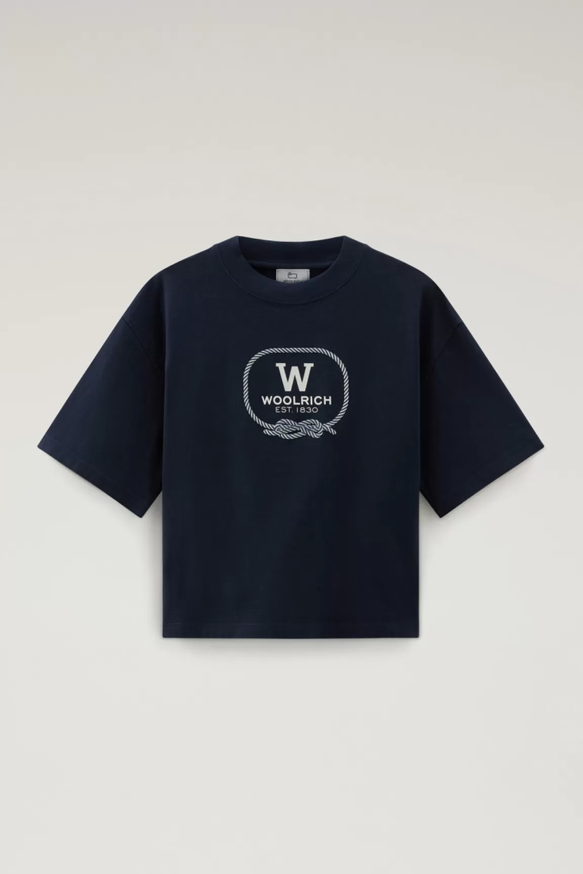 Woolrich T-shirt Voor Jongens Van Zuiver Katoen Met Grafische Print Melton Blue Online