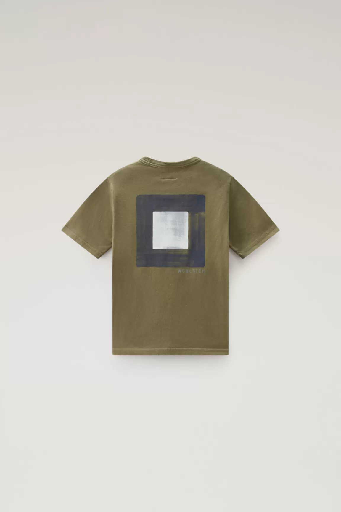 Woolrich T-shirt Voor Jongens Van Zuiver Katoen Met Print Lake Olive Online