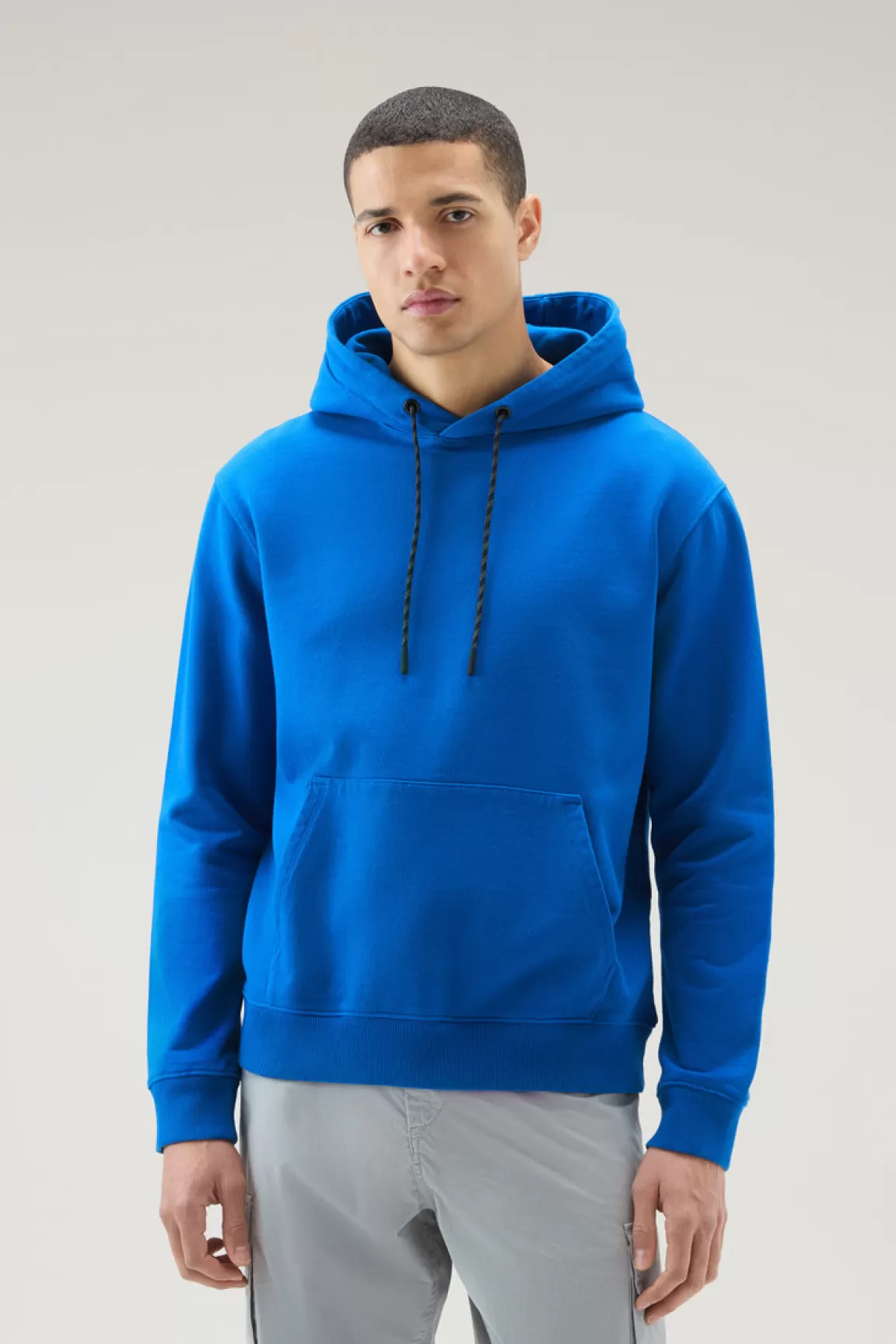 Woolrich US Trails Sweater Van Puur Katoen Met Capuchon Snorkel Blue Cheap