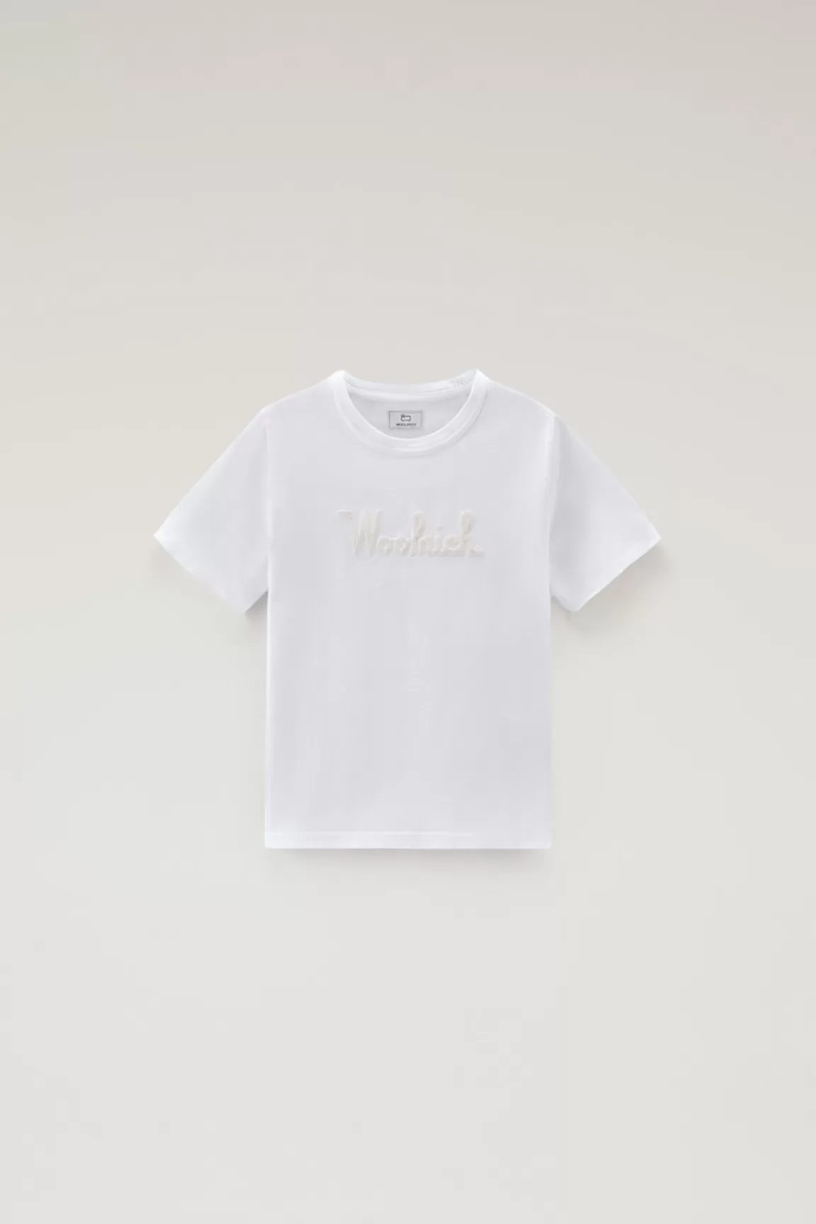Woolrich Zuiver Katoenen T-shirt Met Borduursel Bright White New